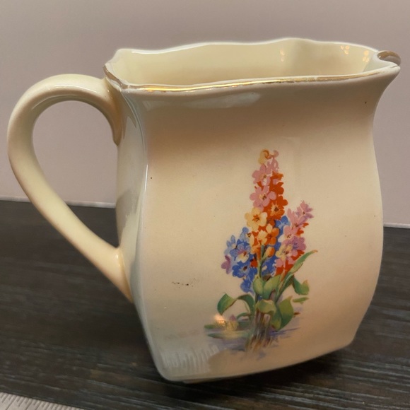 Falcon Ware Creamer English Cottage Gold Trim Accents Square Shaped - Picture 2 of 6